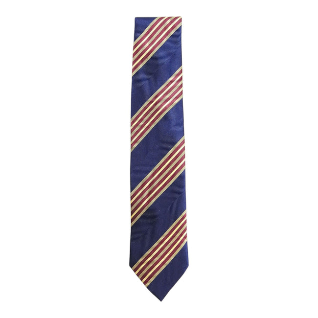 Michael J. Drake Blue/Burgundy/Gold Striped Tie