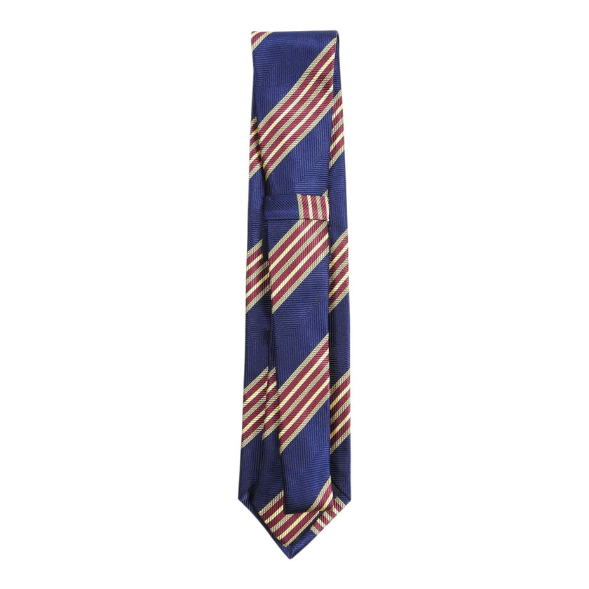 Michael J. Drake Blue/Burgundy/Gold Striped Tie