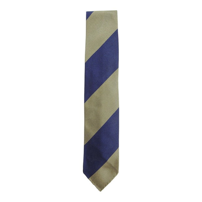 Drake's Grey/Blue Wide Stripe Tie