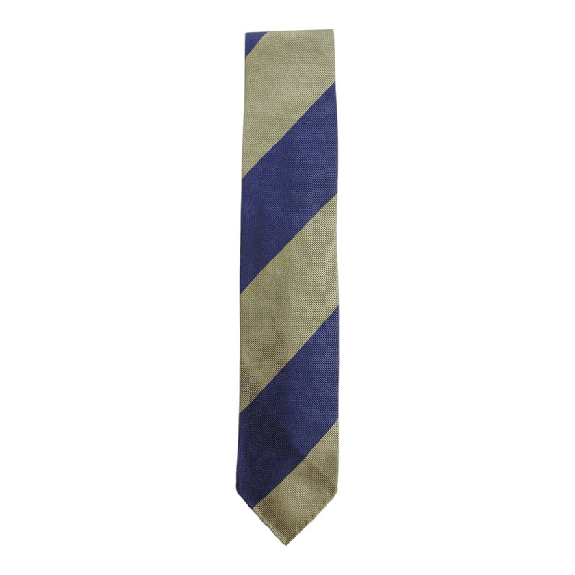 Drake's Grey/Blue Wide Stripe Tie