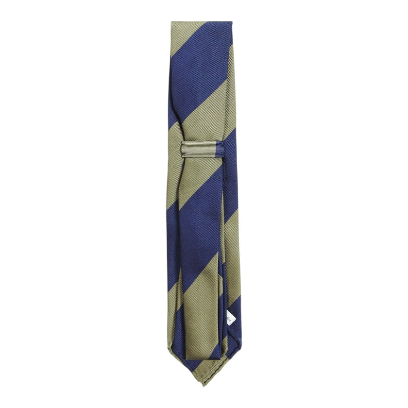 Drake's Grey/Blue Wide Stripe Tie