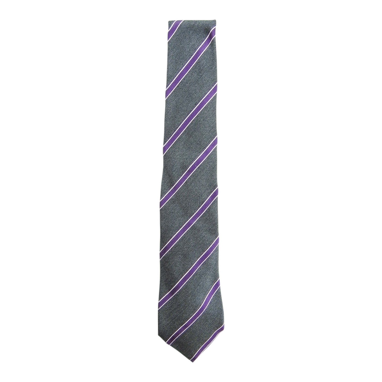 Ermenegildo Zegna Grey/Purple/White Stripe Tie