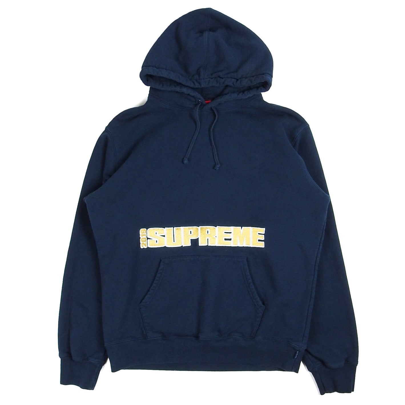 Supreme Navy Logo Hoodie Size XL