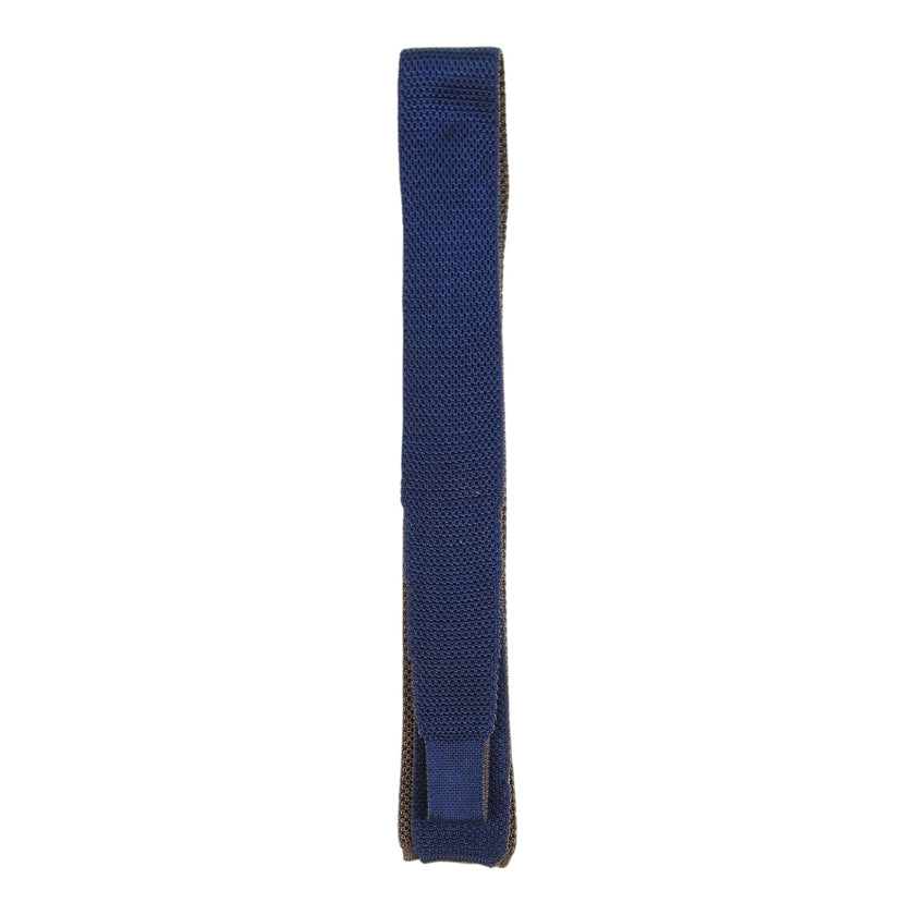 Eleventy Blue/Brown Reversible Knit Tie