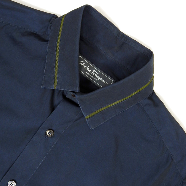 Salvatore Ferragamo Navy LS Shirt Size Small