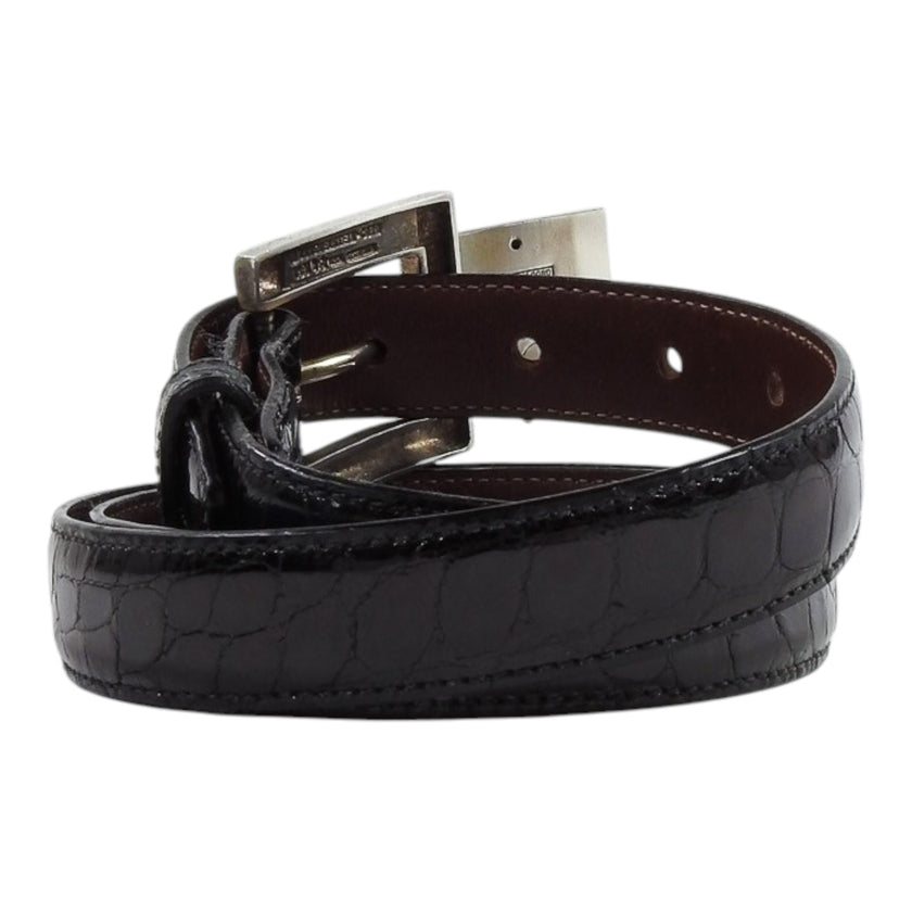 Kieselstein-Cord Interchangable Sterling Silver Alligator Belt