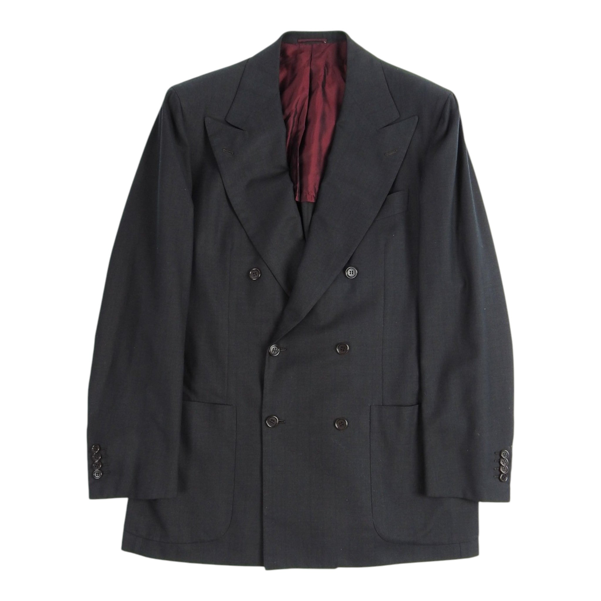 Kiton 2 Piece Black Double Breasted Suit Size 50