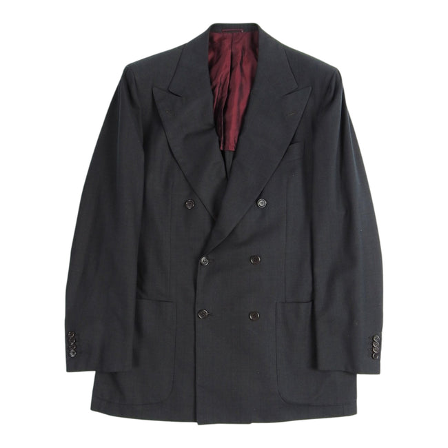 Kiton 2 Piece Black Double Breasted Suit Size 50