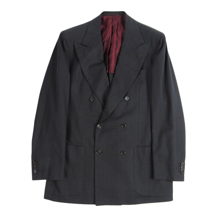 Kiton 2 Piece Black Double Breasted Suit Size 50