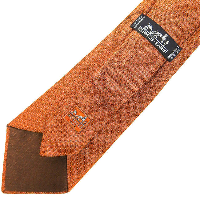 Hermes Orange Silk Tie