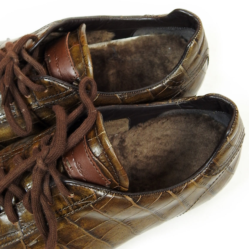 Santoni Fur Lined Sneakers Size 10.5
