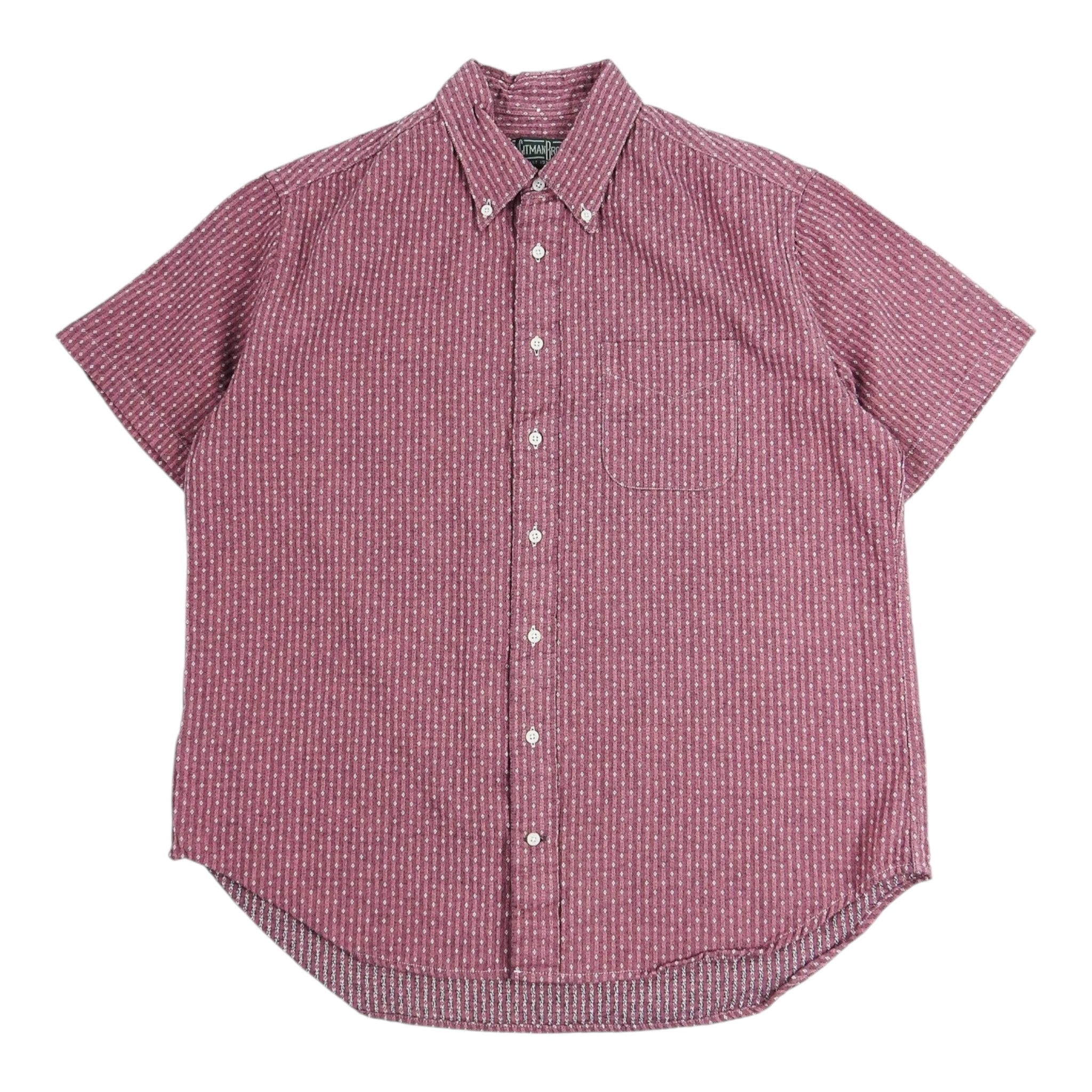 Gitman Vintage Pink/Red Seersucker SS Shirt Size XL