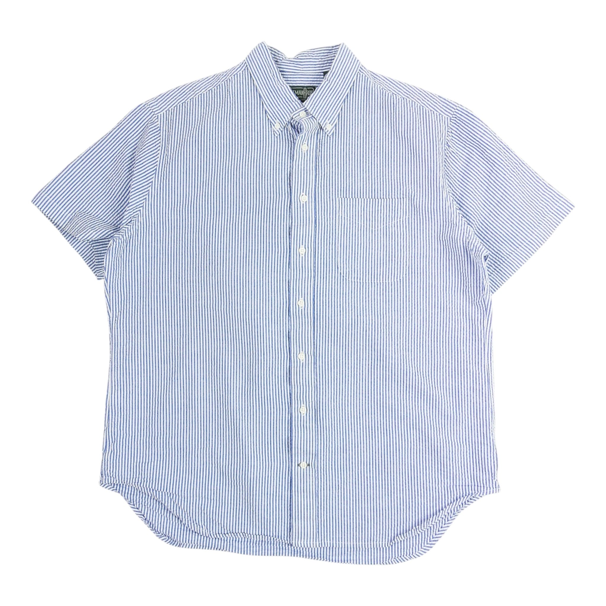 Gitman Vintage Blue Seersucker SS Shirt Size XL