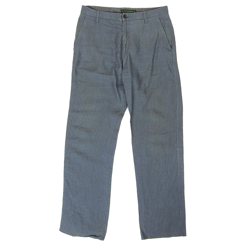 Etro Grey Striped Linen Pants Size 44
