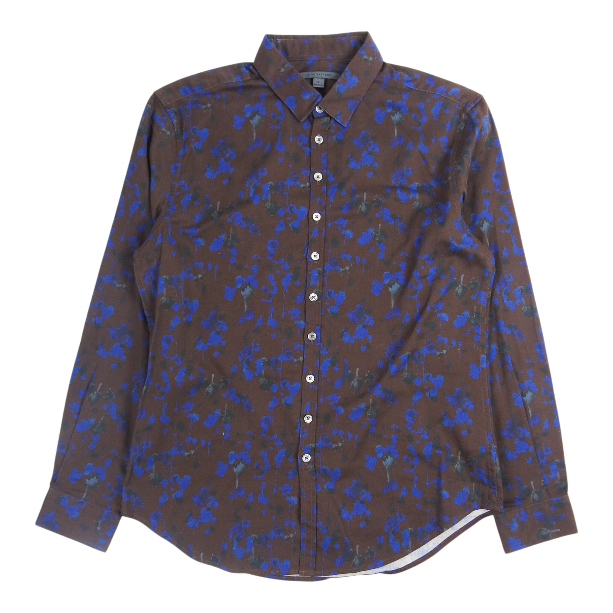 John Varvatos Dark Brown/Blue Shirt Size Small