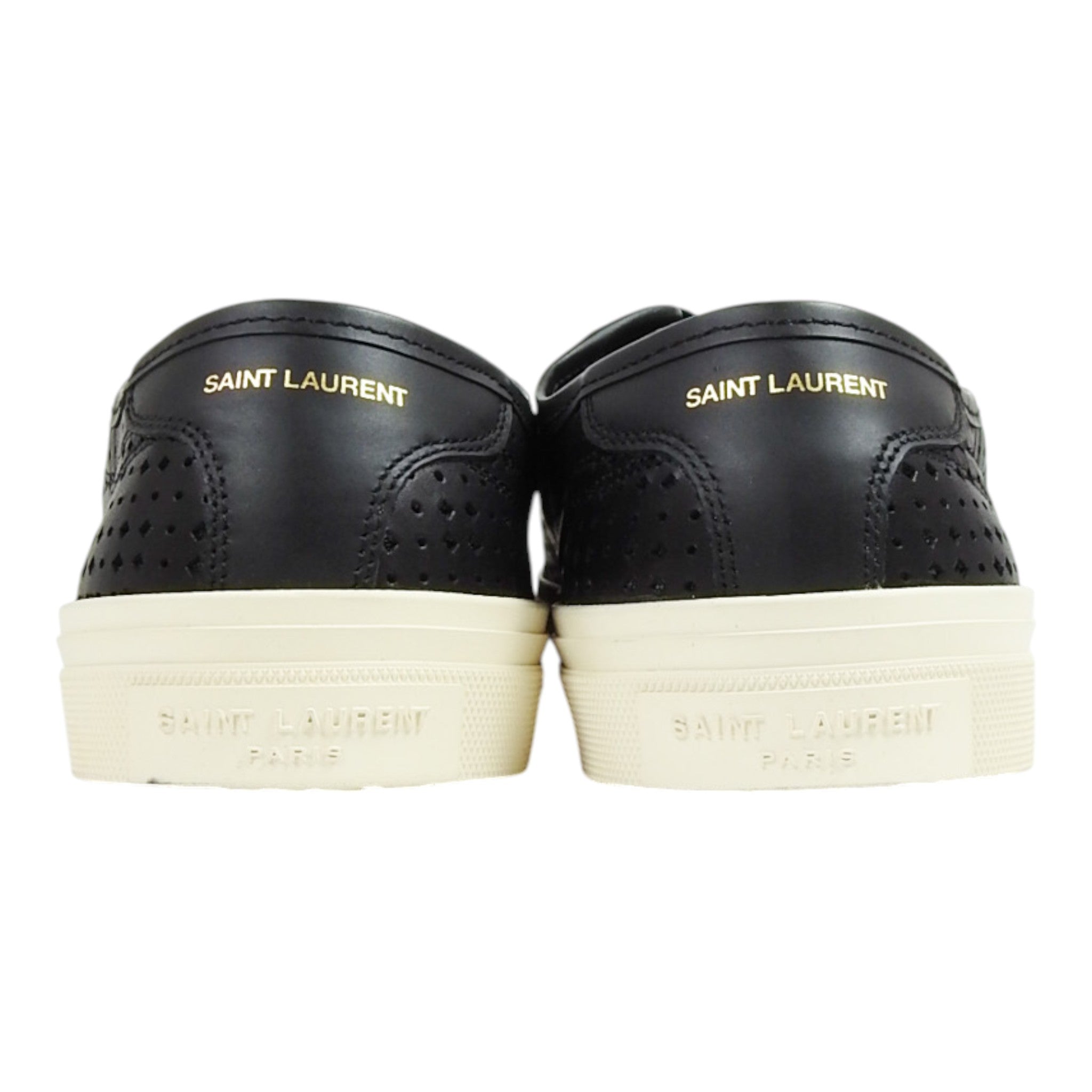 Saint Laurent Paris Black Perforated Leather Sneakers Size 42.5