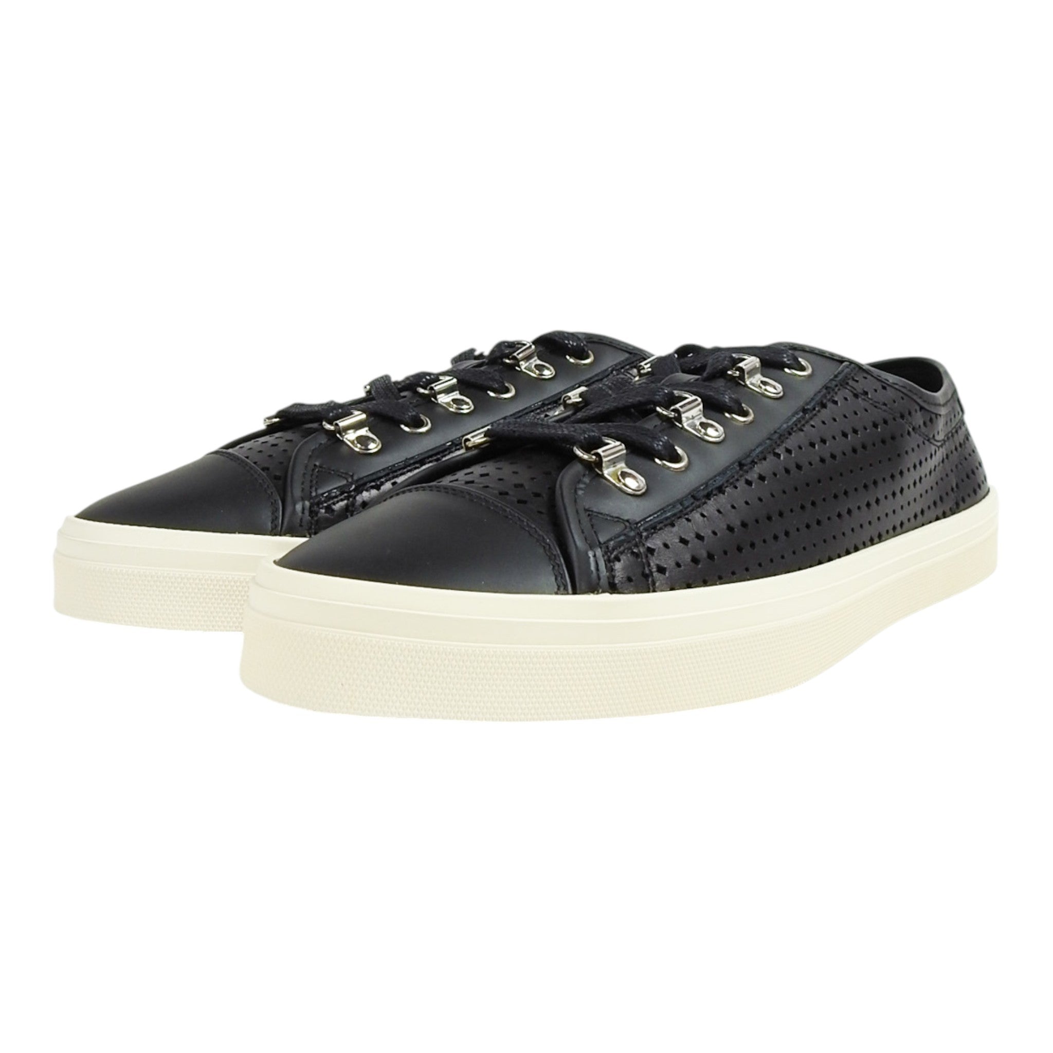 Saint Laurent Paris Black Perforated Leather Sneakers Size 42.5
