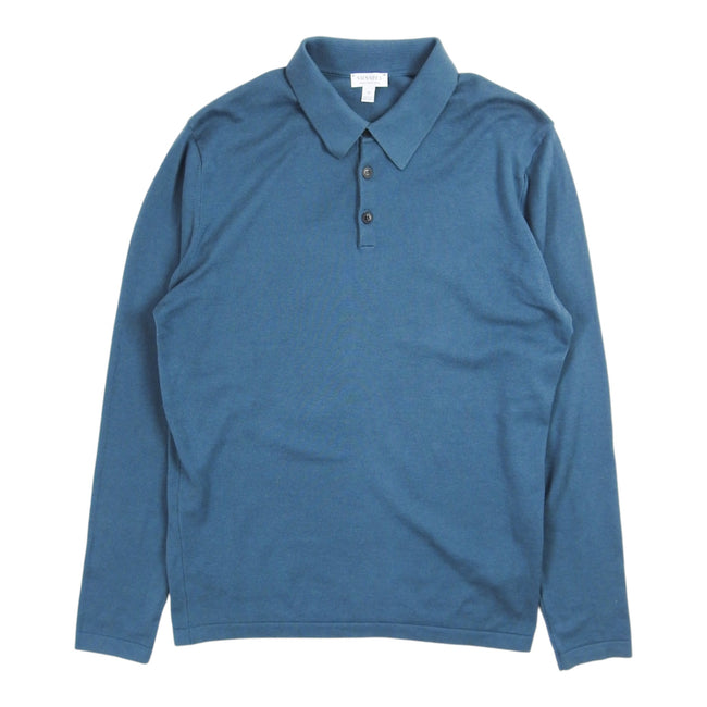 Sunspel Green Longsleeve Polo Size Medium