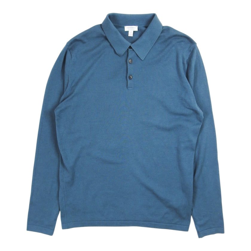 Sunspel Green Longsleeve Polo Size Medium