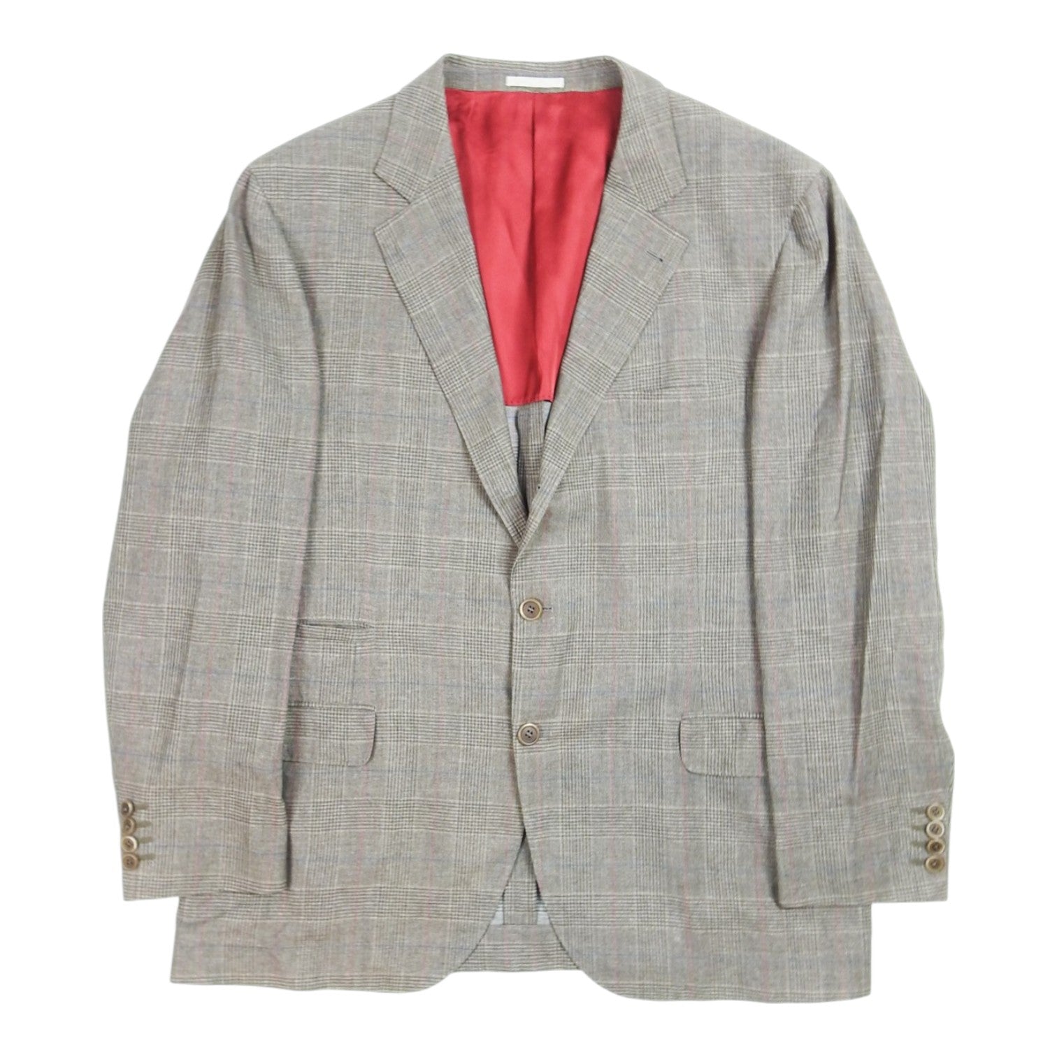 Brunello Cucinelli Grey and Blue Check Blazer Size 58