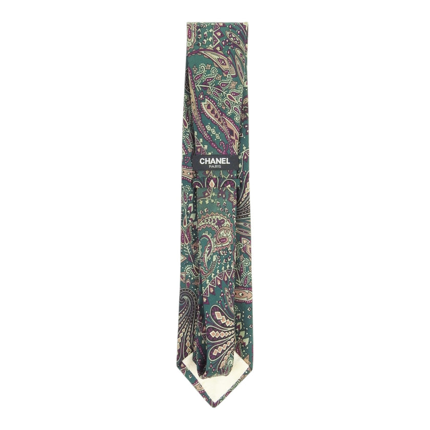 Chanel Green Paisley Tie