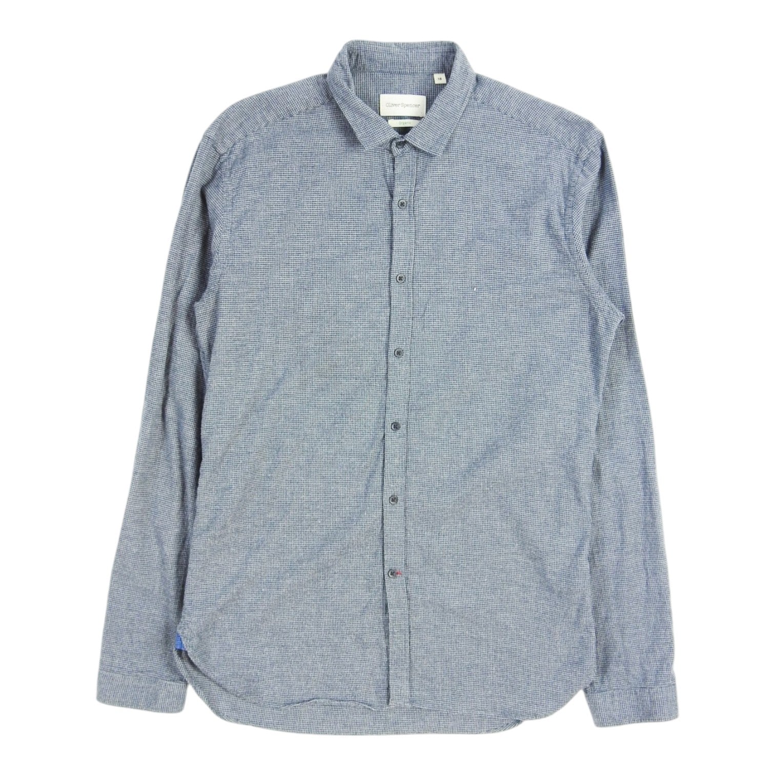 Oliver Spencer Blue Houndstooth Shirt Size 16