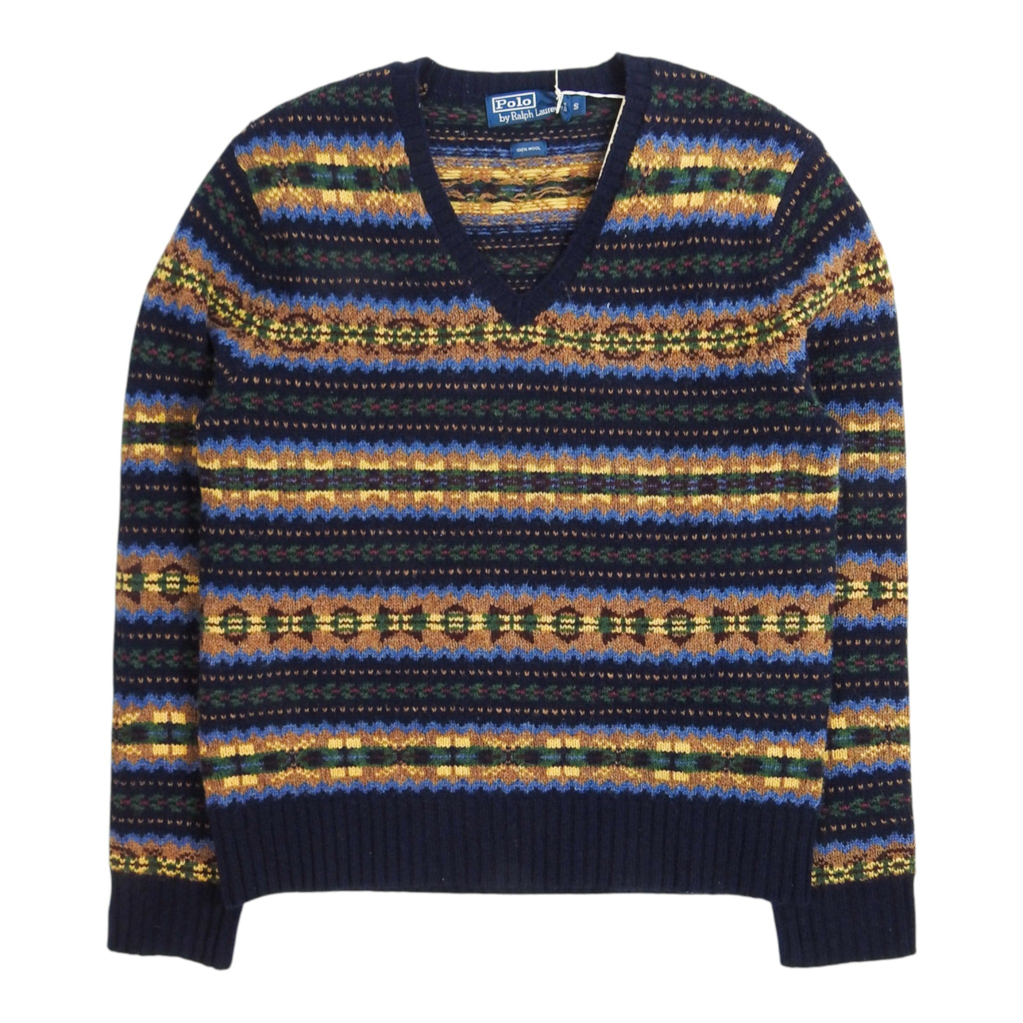 Polo Ralph Lauren Fair Isle V Neck Sweater Size Small