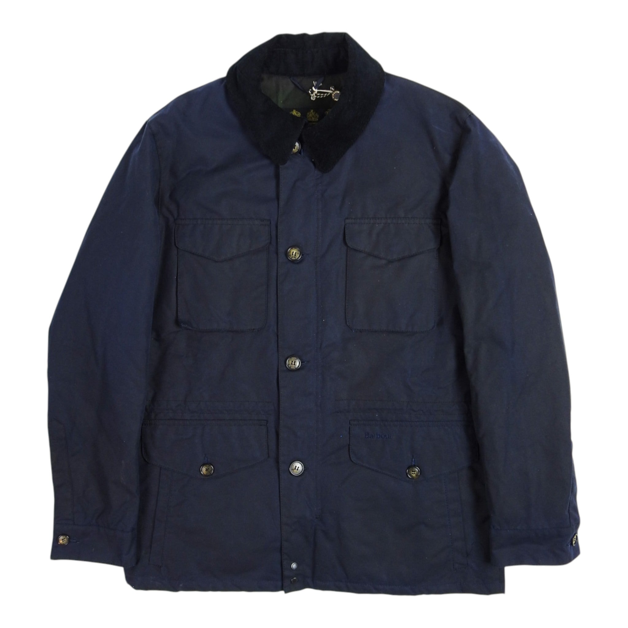 Barbour Teddon Navy Waxed Jacket Size Medium