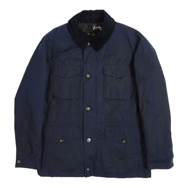 Barbour Teddon Navy Waxed Jacket Size Medium