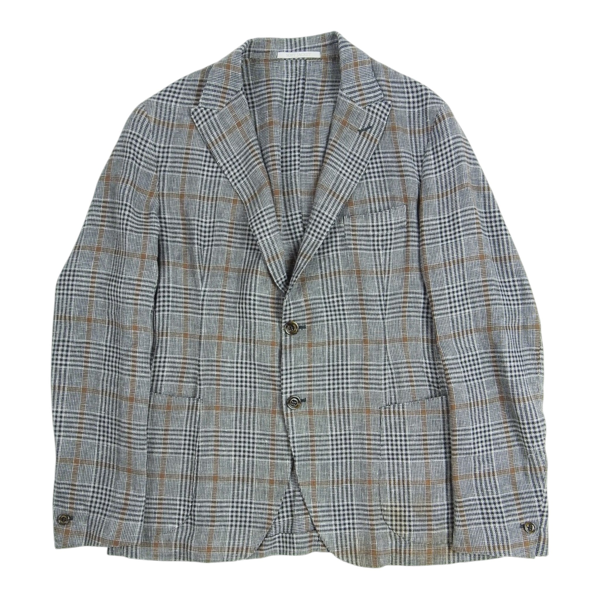 Eleventy Soft Jacket Grey Plaid Blazer Size 50