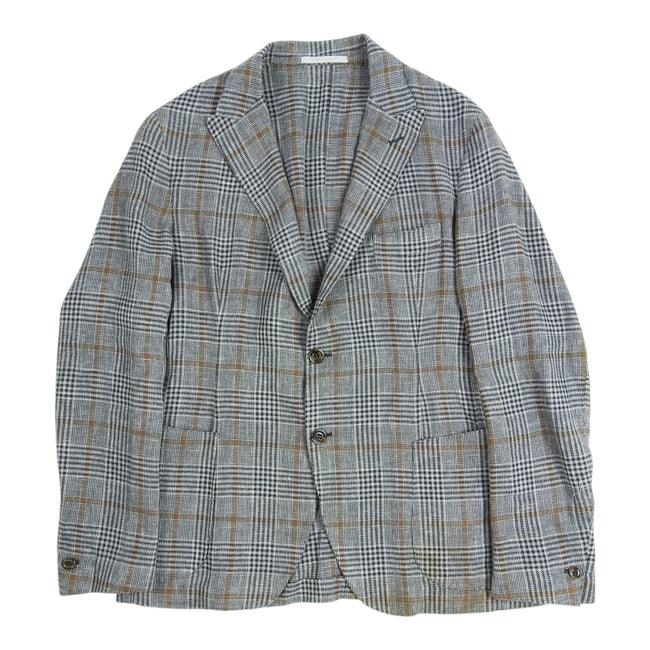 Eleventy Soft Jacket Grey Plaid Blazer Size 50