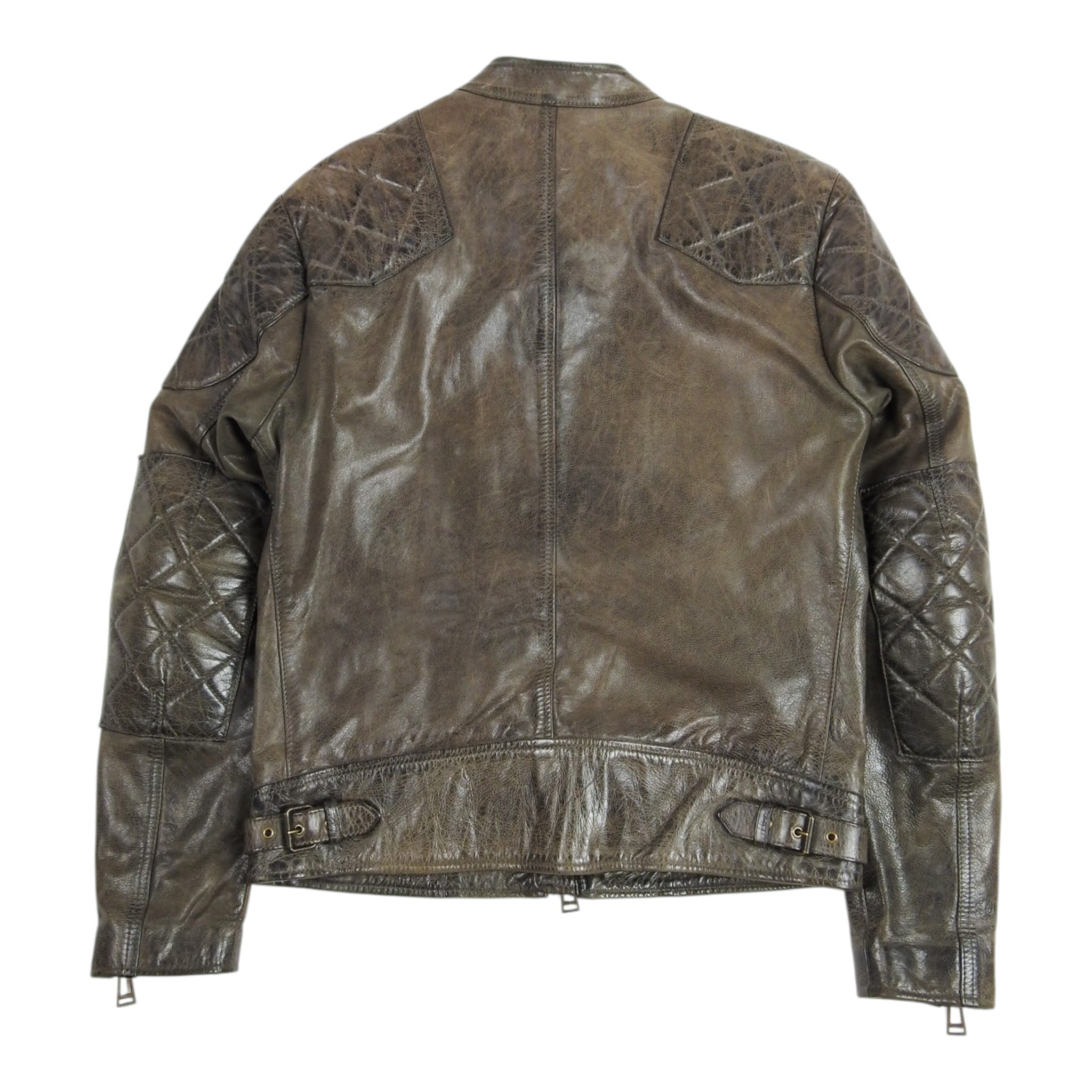 Belstaff Brown Leather Biker Jacket Size 50
