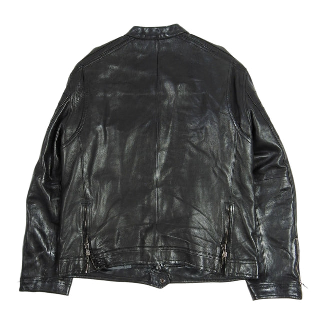 John Varvatos Black Leather Jacket Size Large