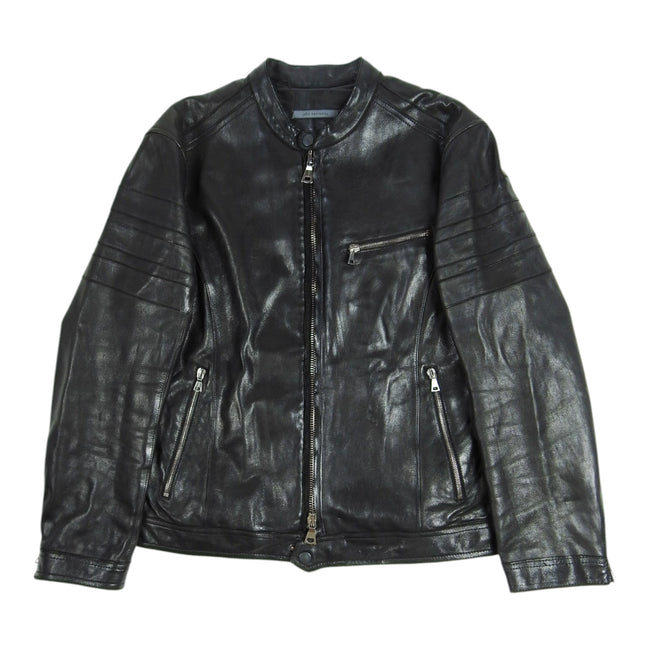 John Varvatos Black Leather Jacket Size Large