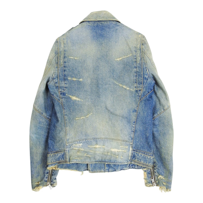Balmain Denim Moto Jacket Size Large