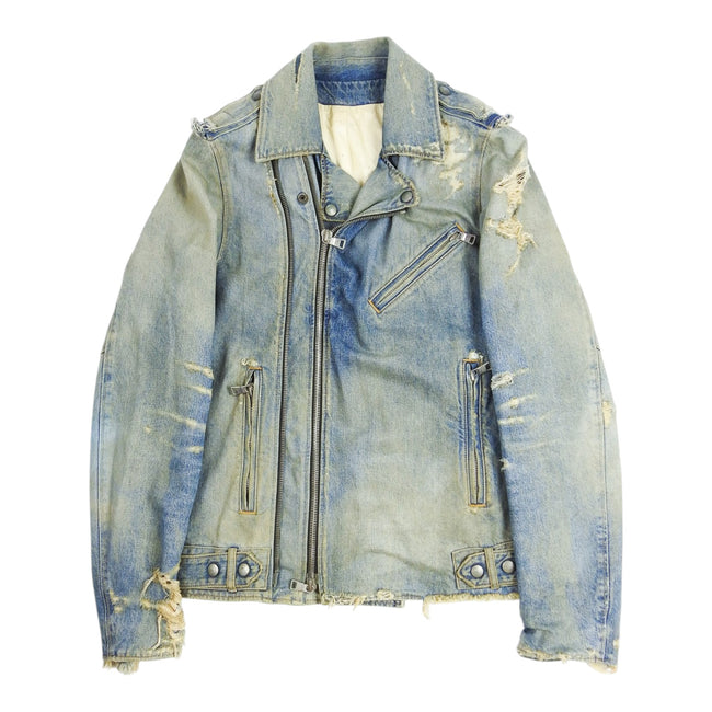 Balmain Denim Moto Jacket Size Large