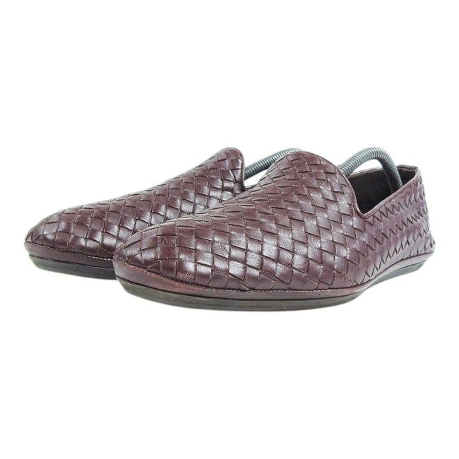 Bottega Veneta Maroon Woven Loafers Size 44