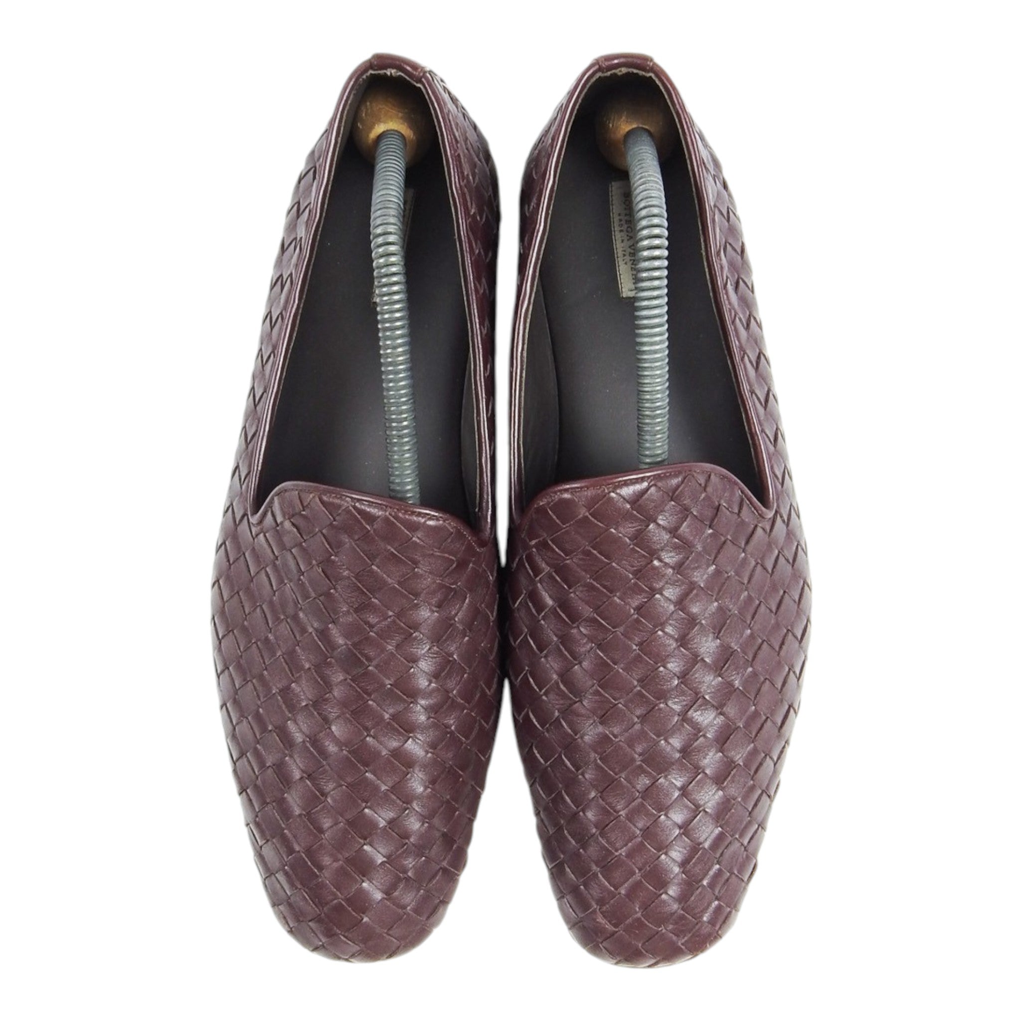 Bottega Veneta Maroon Woven Loafers Size 44