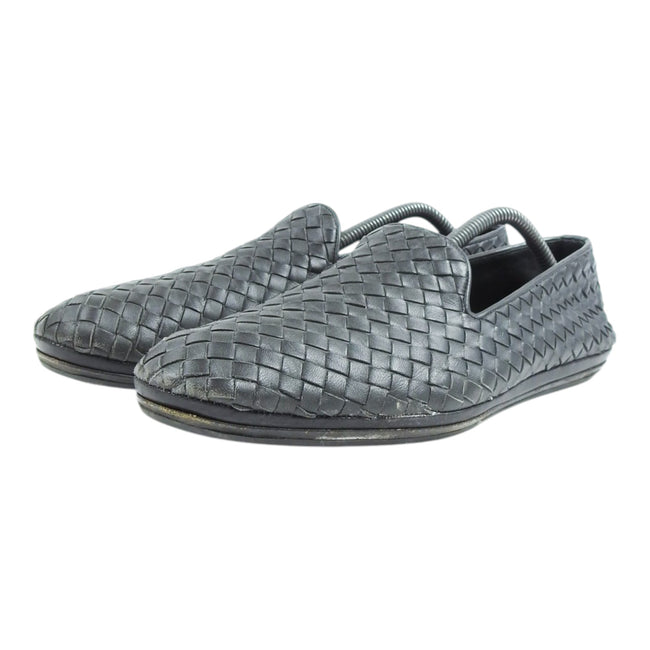 Bottega Veneta Dark Grey Woven Loafers Size 44