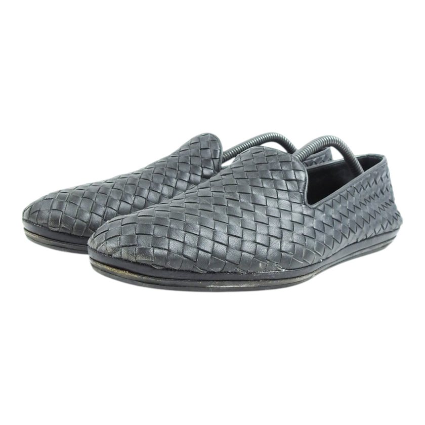 Bottega Veneta Dark Grey Woven Loafers Size 44