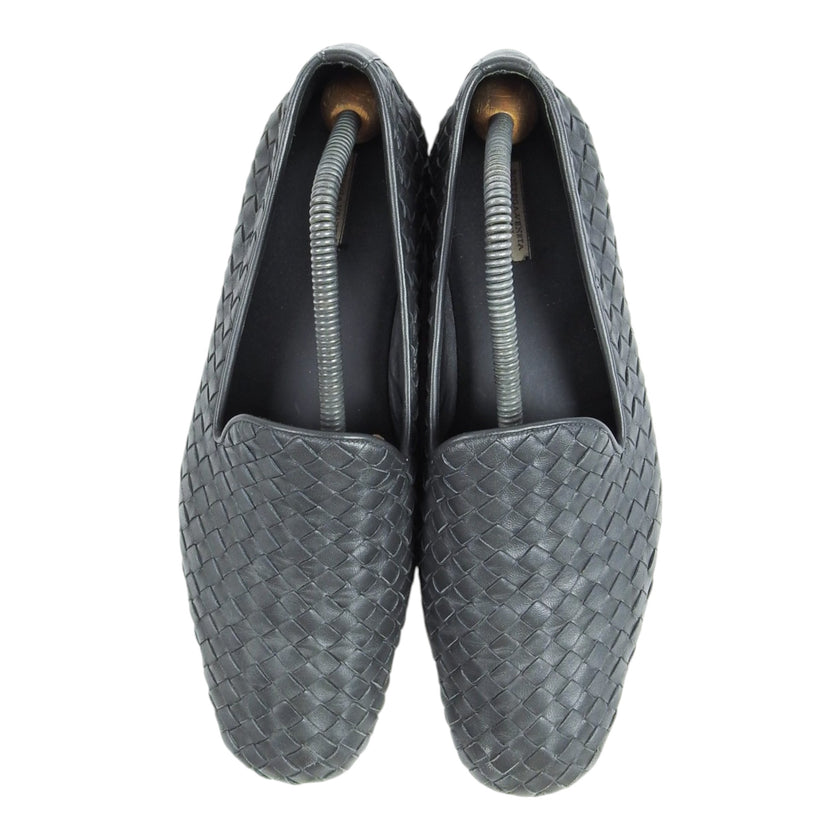 Bottega Veneta Dark Grey Woven Loafers Size 44