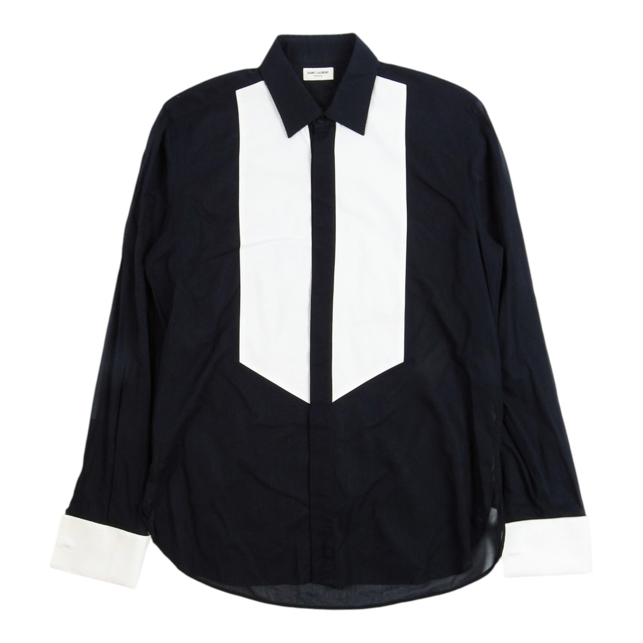 Saint Laurent Paris Contrast Tuxedo Shirt Size 15 1/2