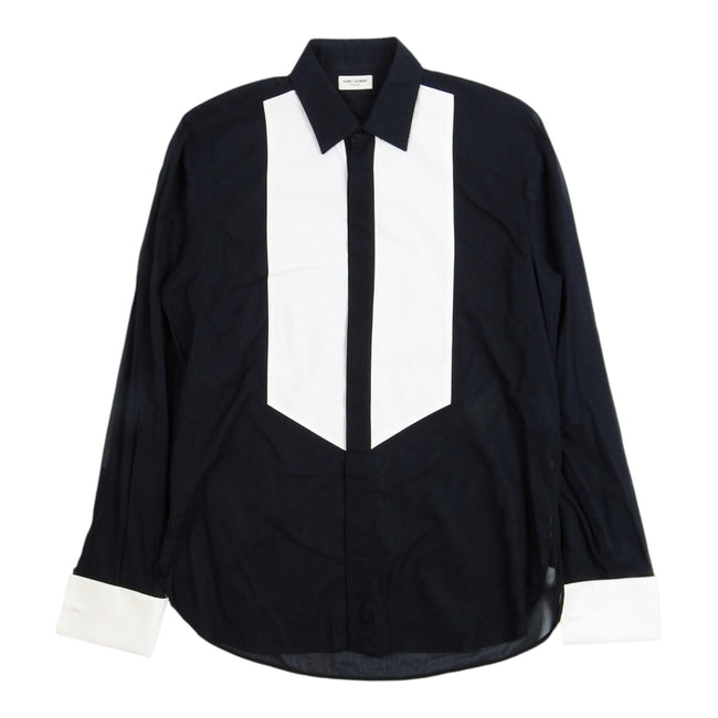 Saint Laurent Paris Contrast Tuxedo Shirt Size 15 1/2