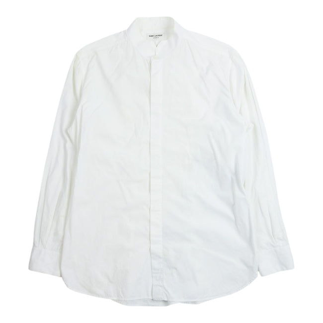 Saint Laurent White Mandarin Collar Shirt Size 16
