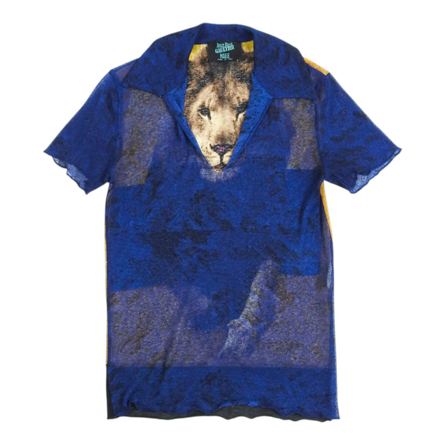 Jean Paul Gaultier Maille Tiger SS Polo Shirt Size Large