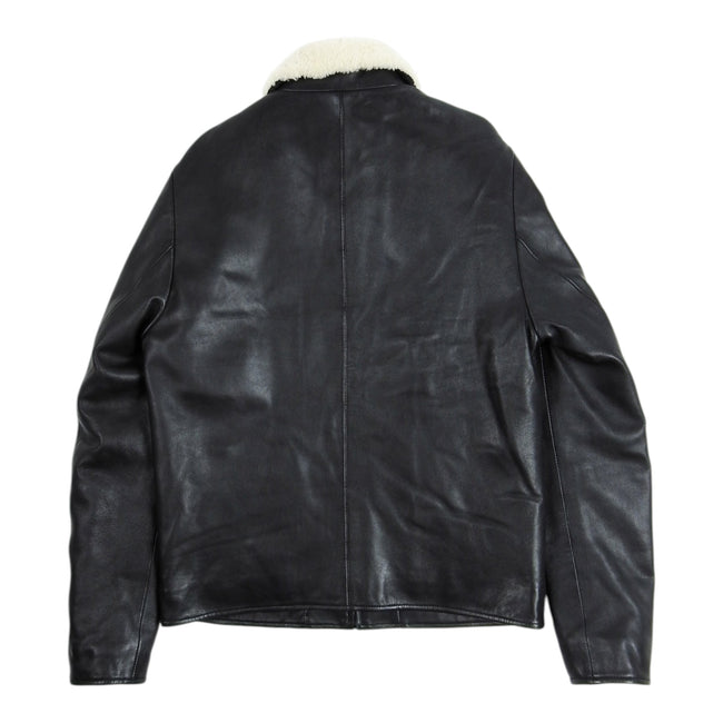 Sandro Sheerling Collar Leather Jacket Size Small
