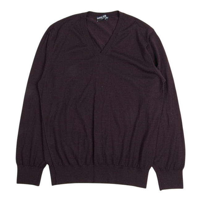 Dolce & Gabbana Maroon V Neck Sweater Size 54