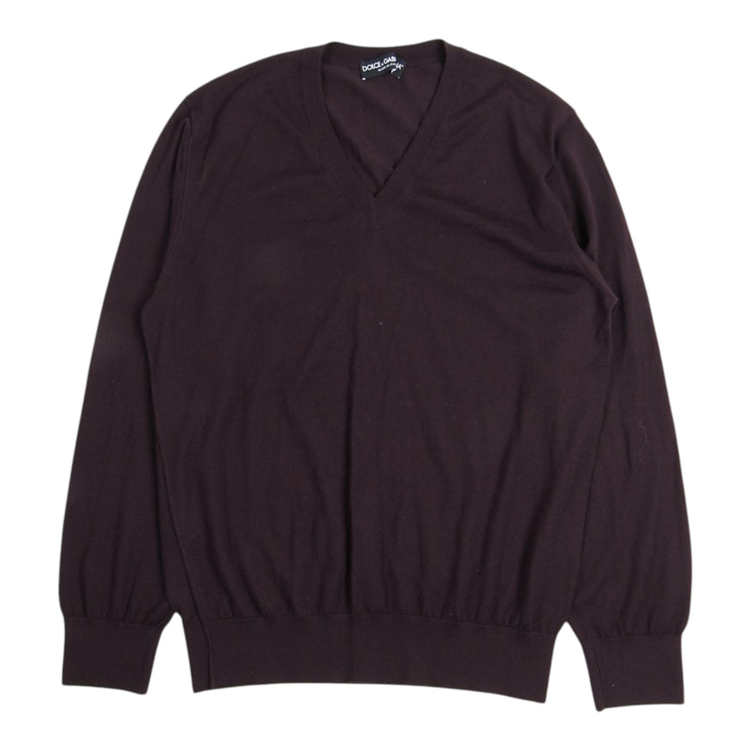 Dolce & Gabbana Maroon V Neck Sweater Size 54