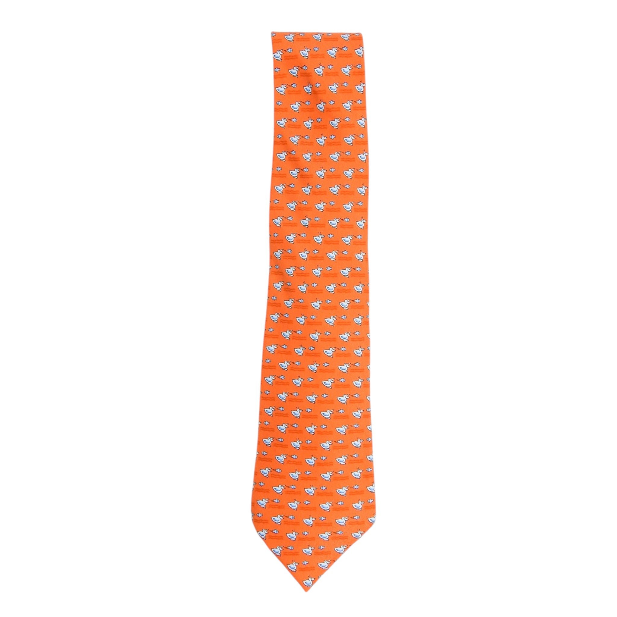 Hermes Orange Duck Tie