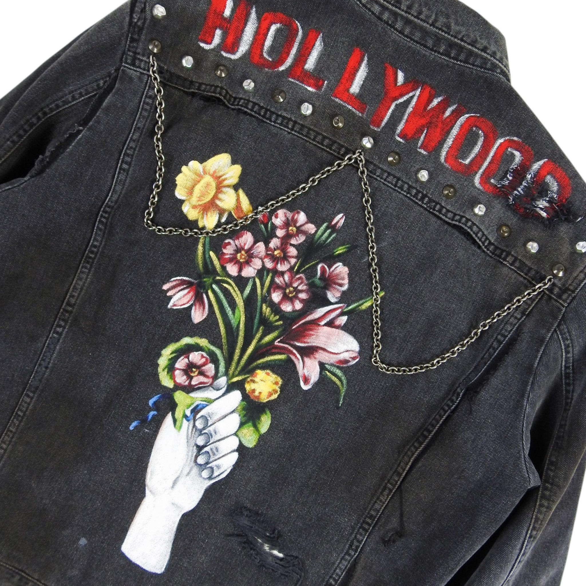 Gucci Studded Hollywood Denim Trucker Jacket Size Unmarked